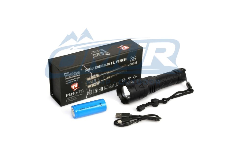 3000 LÜMEN GÜÇLÜ EL FENERİ WATTON WT-604