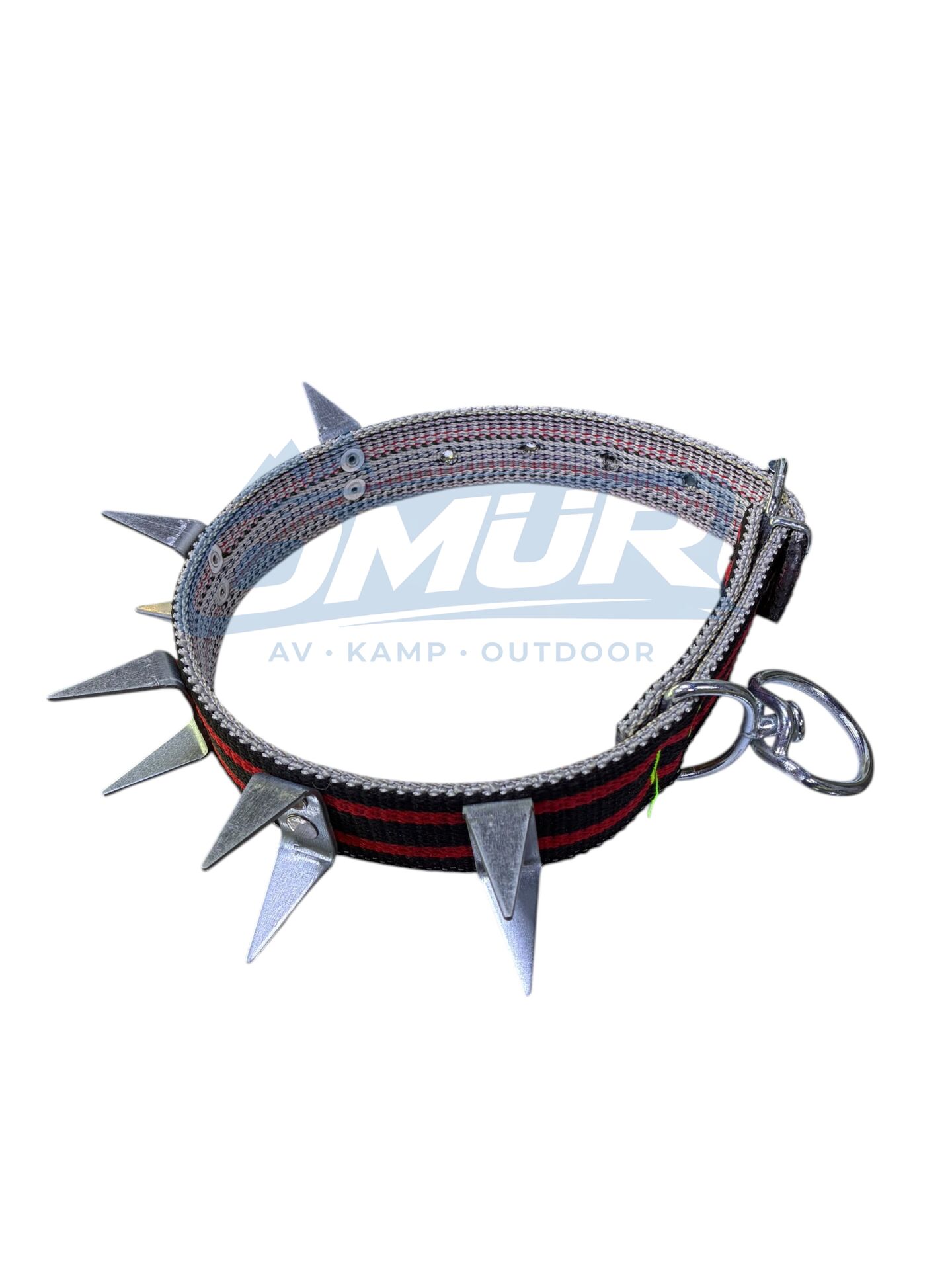 Çivili Örme Köpek Boyun Tasması - 70 cm x 4 cm - Siyah-Kırmızı Desenli