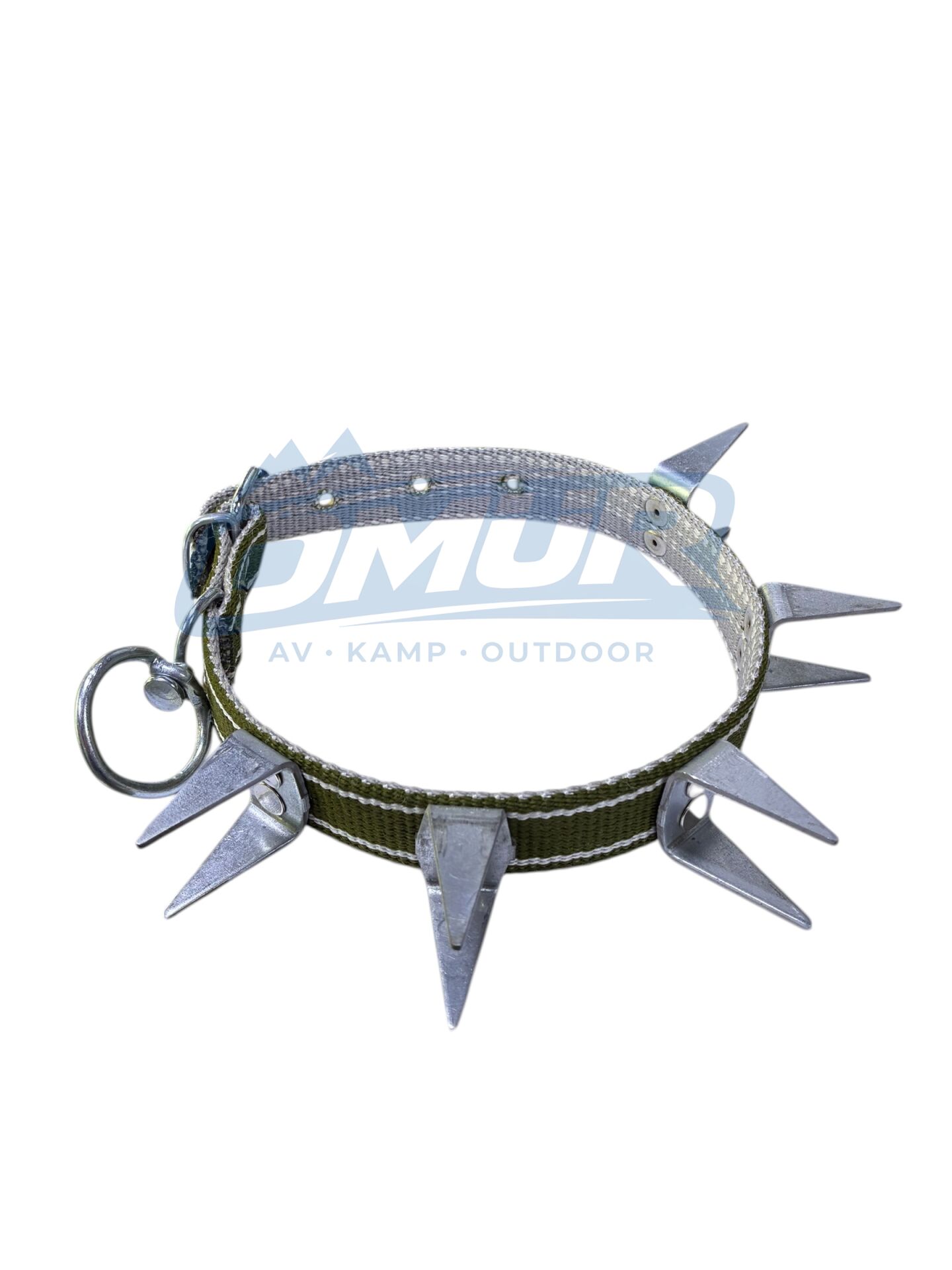 Çivili Örme Köpek Boyun Tasması - 70 cm x 4 cm - Haki Yeşil