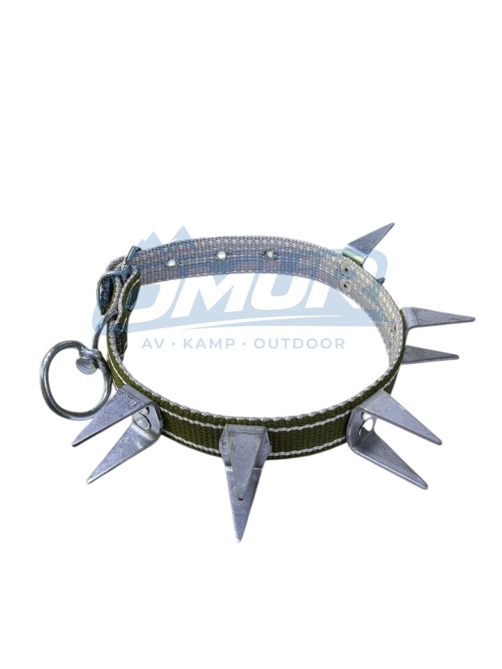 Çivili Örme Köpek Boyun Tasması - 70 cm x 4 cm - Haki Yeşil