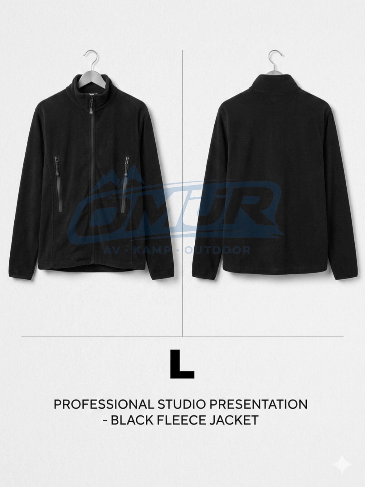 Erkek Siyah Tam Fermuarlı Polar Ceket - Outdoor ve Günlük Kullanım