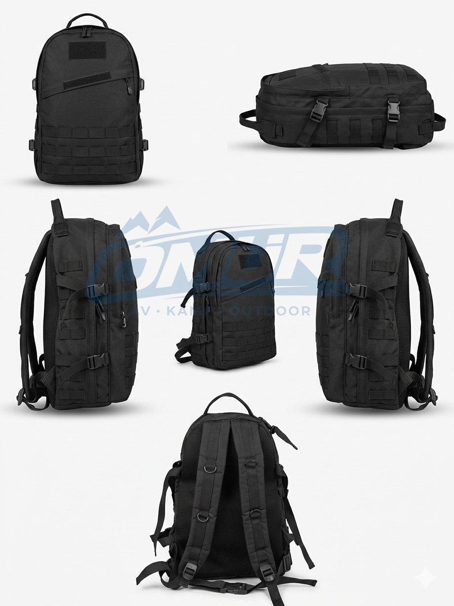 Siyah Taktiksel Askeri Tarz Sırt Çantası - Çok Bölmeli ve Dağcı Tip