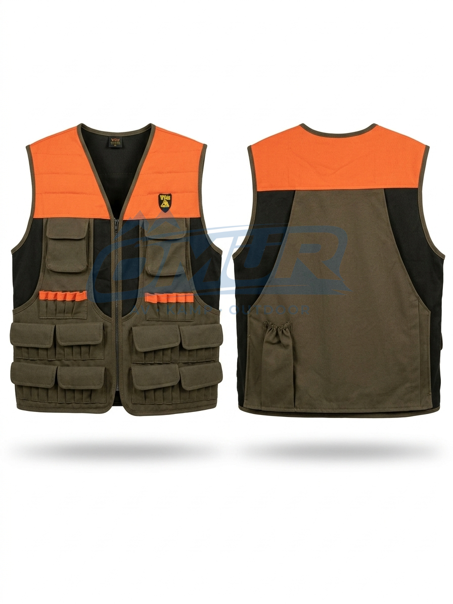 Wilds Profesyonel Çok Fonksiyonlu Avcı Yeleği - Haki/Turuncu