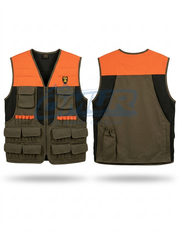 Wilds Profesyonel Çok Fonksiyonlu Avcı Yeleği - Haki/Turuncu